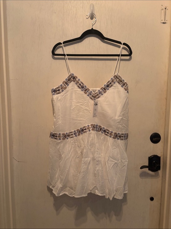Abercrombie & Fitch Dresses & Skirts - Abercrombie & Fitch White Mini Dress with Blue Embroidered Trim